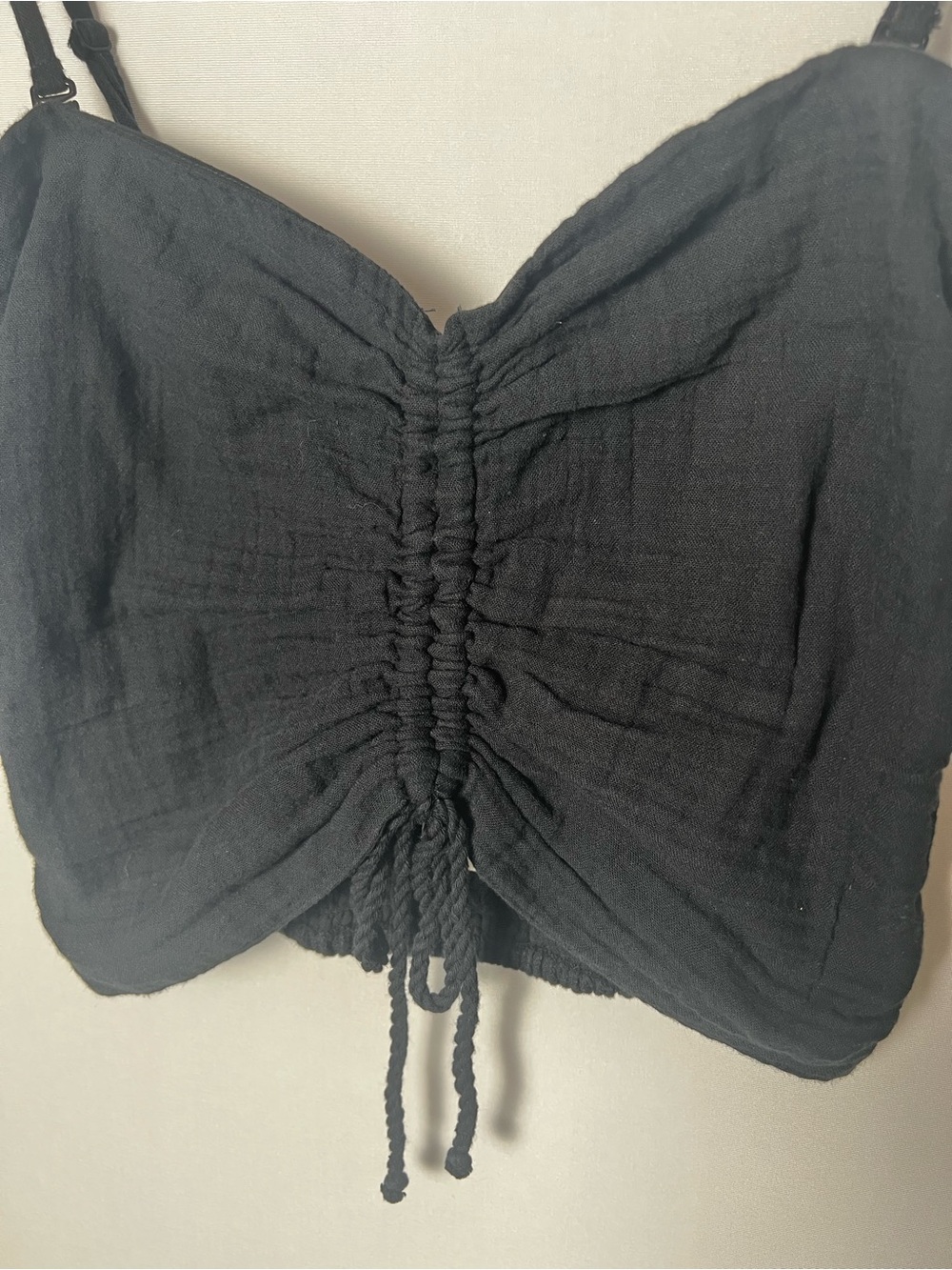 Aerie Women’s Smocked Crop Top Tank Black Small - Picture 2 of 7